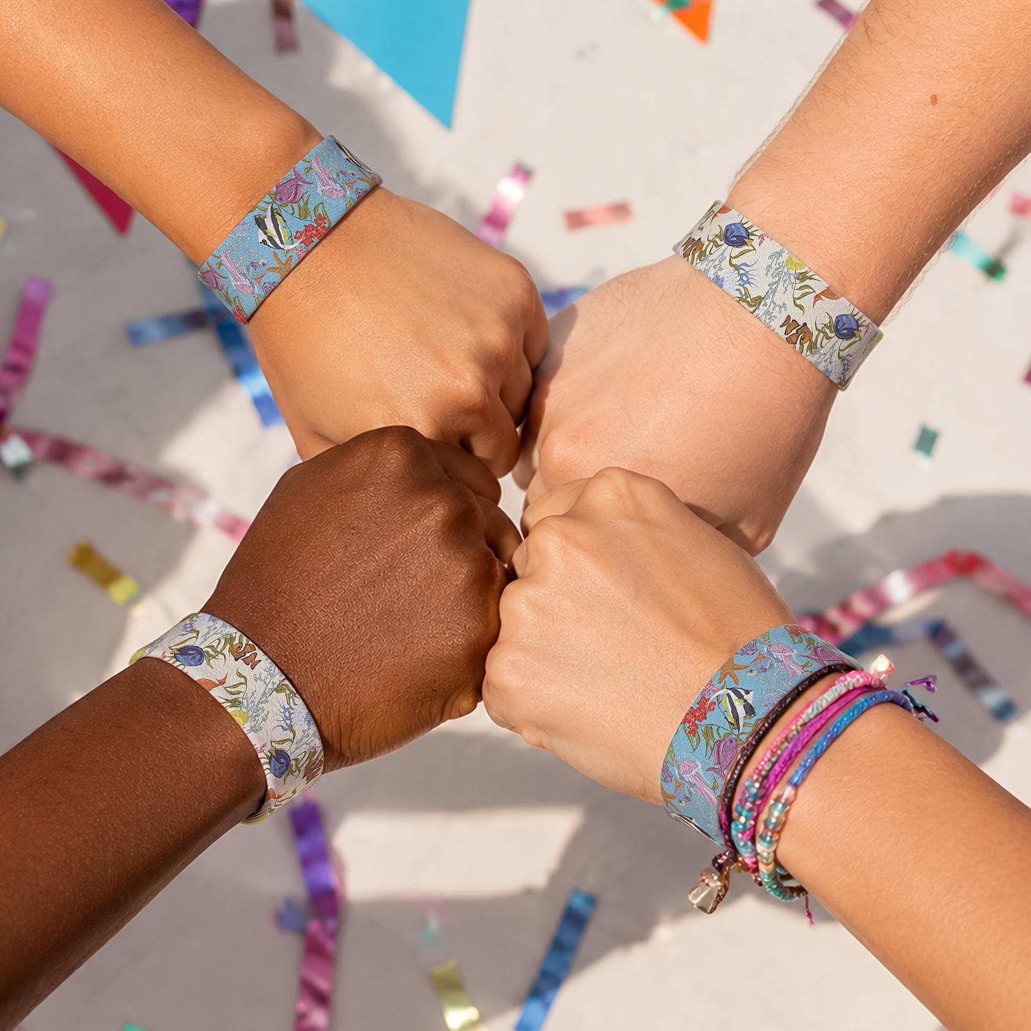 Ocean Fish Coral Print Elastic Woven Wristband